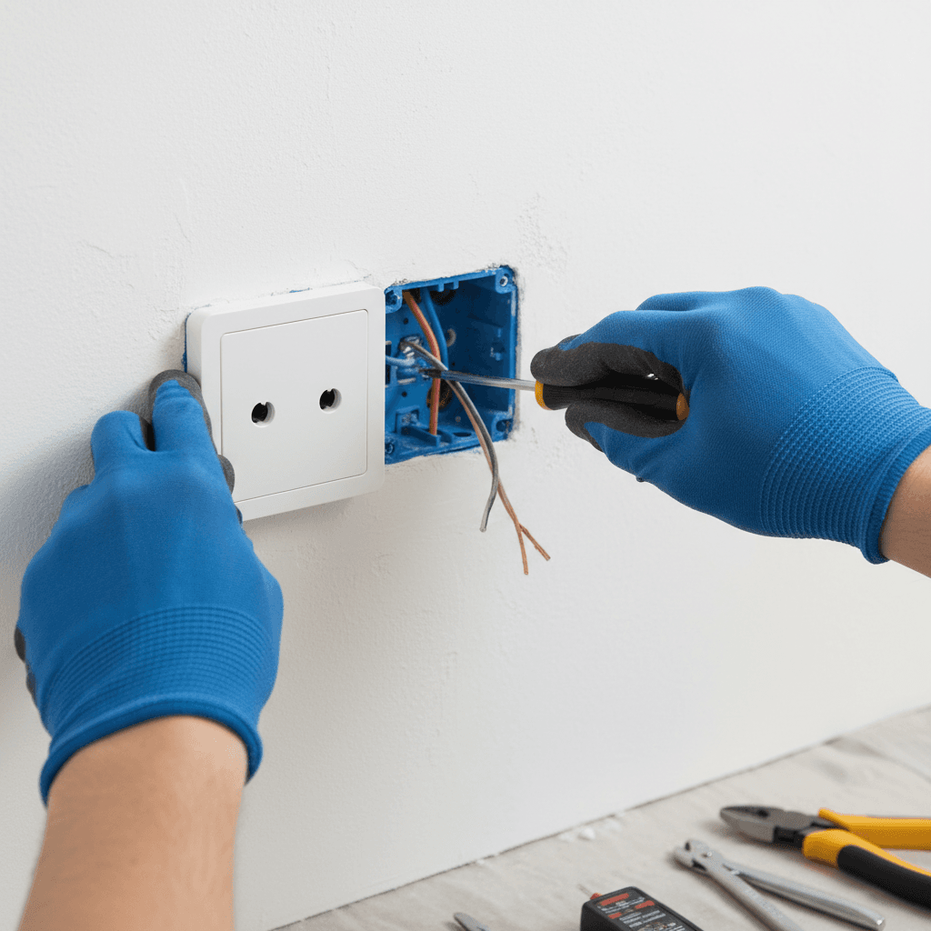 electrician fitting a power socket